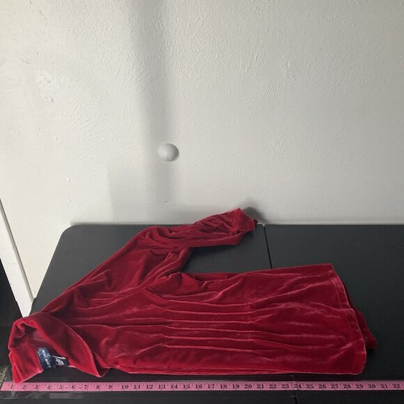 Susan Graver Velvet Tunic Size XL Red Pleated Button Up Blouse Holiday Luxurious - Picture 11 of 12